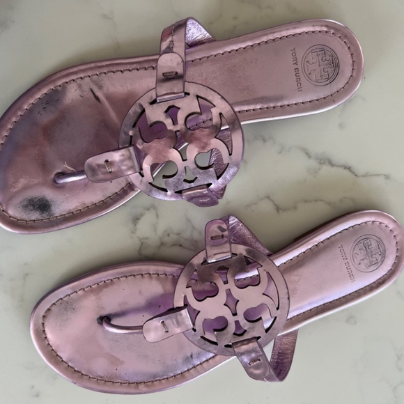 Tory Burch Miller Sandals- metallic lilac size 8 - Picture 2 of 4